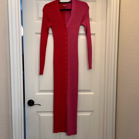 STAUD Shoko Colorblock Body-Con Ribbed Long Sleeve Sweater Dress - Picture 2 of 8